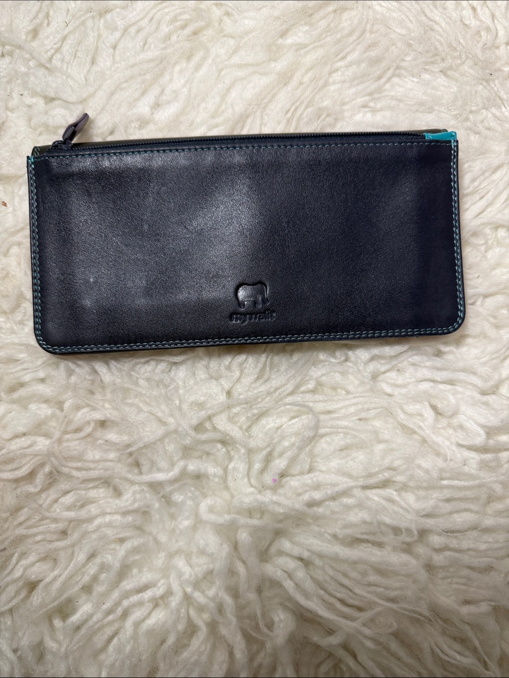 Mywalit Leather Multicolored Wallet with Teal Accent